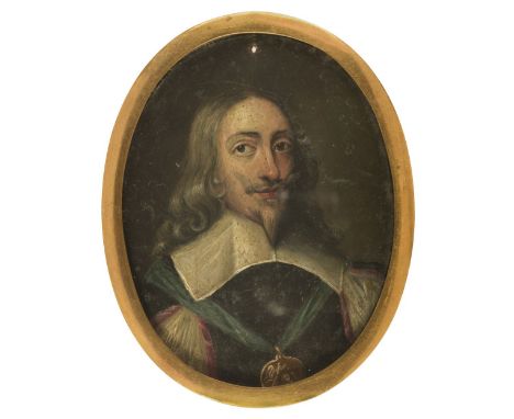 * English School. Portrait miniature of King Charles I (1600-1649), circa 1640, oil on copper, head &amp; shoulders portrait 