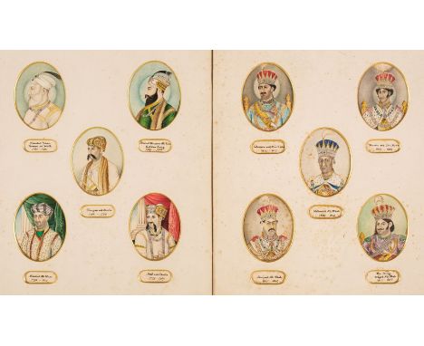 * Lucknow School. The Nawabs of Oudh, c.1860-80, 10 portraits, each in watercolour and bodycolour on separate sheet of wove p