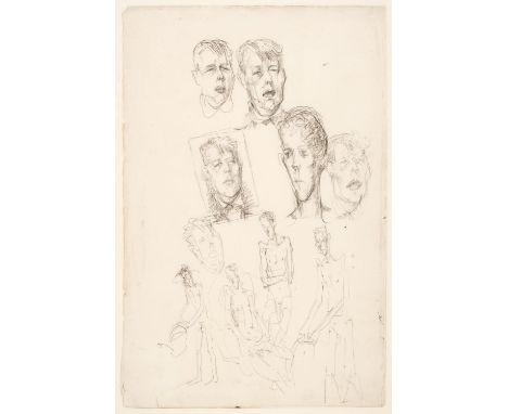 * Tchelitchew (Pavel, 1898-1957). Sheet of head and figure studies, including sketches for a portrait of the American moderni
