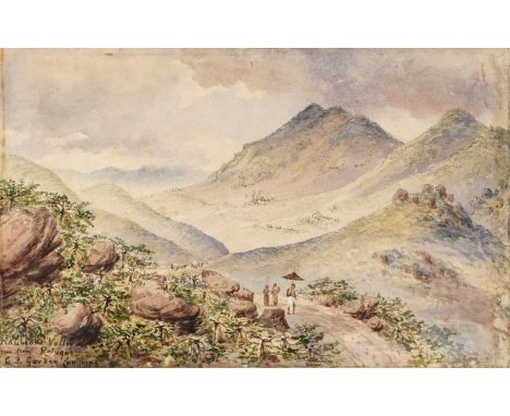 * Gordon-Cumming (Constance Frederica, 1837-1924). Kalebooka Valley seen from Relugas [Ceylon], watercolour with pen and ink,
