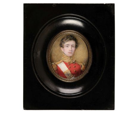 * Wheeler (Thomas, active 1817-1845). Portrait of a young officer, 41st (The Welsh) Regiment of Foot, 1835, gouache on ivory,