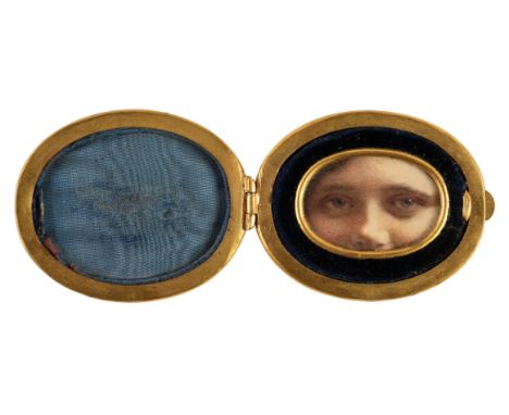 * Eye Miniature. Portrait of lover's eyes, circa 1820s/30s, oval watercolour on ivory, depicting a pair of youthful feminine 