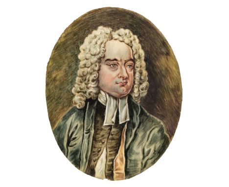 * After Charles Jervas (1675-1739). Jonathan Swift, circa 1825-50, pen, ink and opaque watercolour on thin ivory, after the o