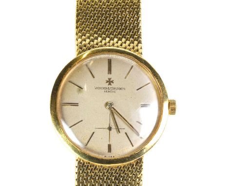 A gentlemen's 18ct gold Vacheron Constantin Geneve slimline mechanical bracelet watch, 1962,  32mm diameter, with a champagne