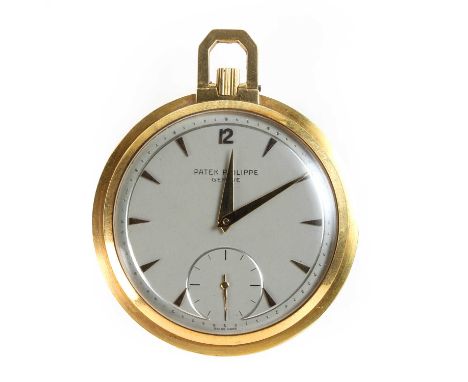 An 18ct gold Patek Philippe open faced pocket watch, ref. 770, 47mm diameter, with a silvered dial, gilt baton indicators and