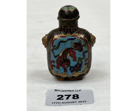 A Chinese cloisonne enamel snuff bottle. 2½' high