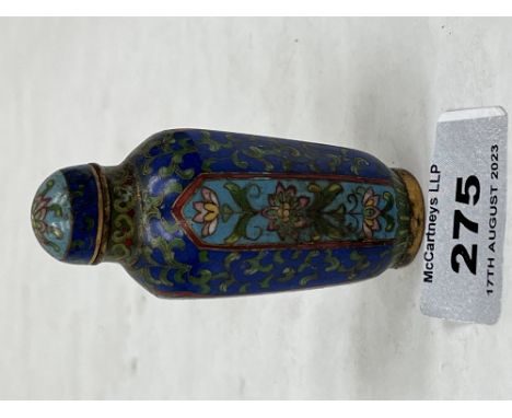A Chinese cloisonne enamel snuff bottle 3' high