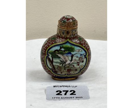 A Chinese cloisonne enamel snuff bottle. 2½' high