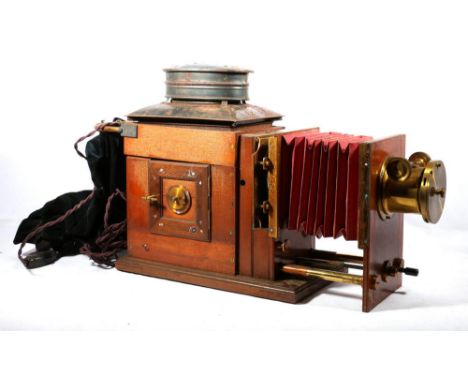 Early 20th century J Lizars of Glasgow & Edinburgh mahogany cased glass plate camera in wooden case