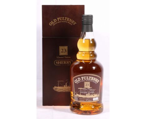 OLD PULTENEY 23 year old Scotch Malt Whisky matured in Spanish sherry casks, limited edition bottle number 1052 in presentati