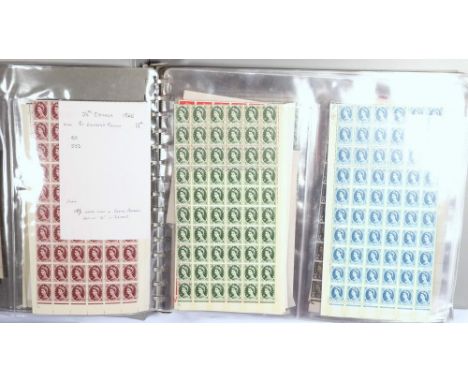GB mint stamp collection 1952 - 1971 pre-decimal, in one album, many near-quarter sheets, corner blocks, margin blocks, traff