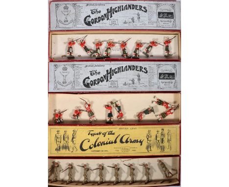 Britian's Types of the Colonial Army, eight pieces in box with pictorial lable and two Set 157 (1934) Gordon Highlanders, eig