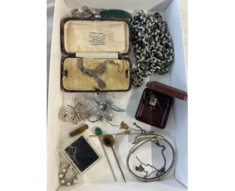 Selection vintage and later silver and costume jewellery to include necklaces, earrings, bangle etc 