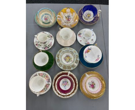 Selection of assorted cups and saucers includes Paragon, Crafton, Wedgwood etc 