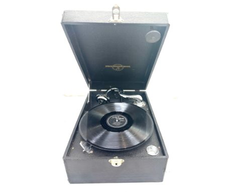 Vintage cased winding record player, untested 