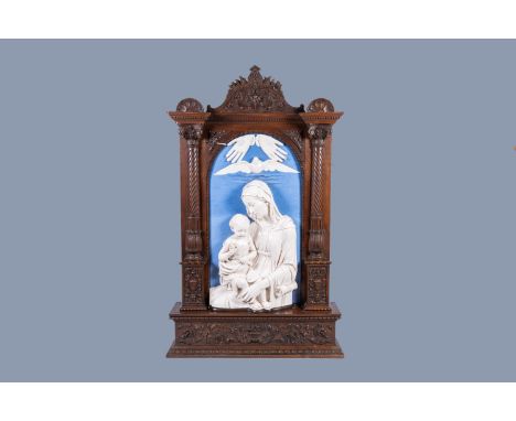 Full title: A polychrome pottery 'Madonna and Child after Della Robbia' group, Cantagalli, Italy, 19th C.Description:H 171,4 