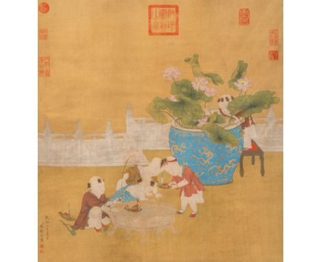 Full title: Chinese school, after and with the signature of Chen Mei (1694-1745, é™ˆæžš): 'Boys', ink and colours on silkDesc
