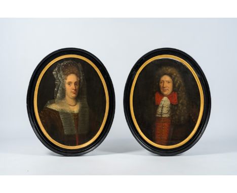 Full title: Flemish school: Portrait of a gentleman and a lady, oil on canvas, ca. 1700Description:Work: ca. 75,5 x 59,5 cm  
