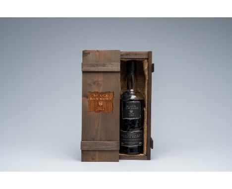 Full title: A bottle of Black Bowmore 1964, distilled and bottled by Morrison's Bowmore Distillery, ed. 1897/2000, dated (19)