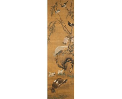 Full title: Chinese school: Ducks and birds near the water, ink and colours on silk, late Ming/early QingDescription:Work: 17