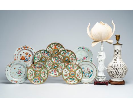 Full title: A varied collection of Chinese Canton, famille rose, Imari and blanc de Chine porcelain, Qianlong and laterDescri