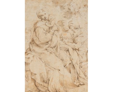 Full title: German school: The Holy Family, ink on paper, 16th/17th C.Description:Work: 26,3 x 18,1 cm  Paper: 33,7 x 22,5 cm