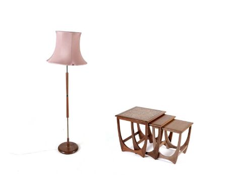 G-Plan ‘Fresco’: a teak and tile top nest of three tables, the largest 50 x 50 x 51cms, together with a mid-20th Century teak