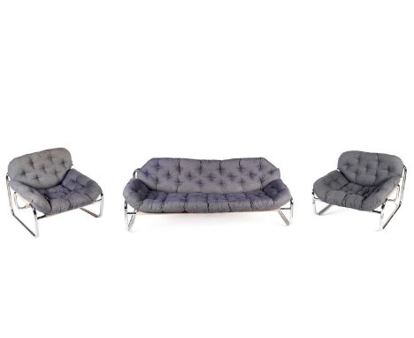 John Bertil Häggström for Ikea/Swedform: a 1970’s three-piece suite, comprising three-seat sofa and pair of armchairs, uphols