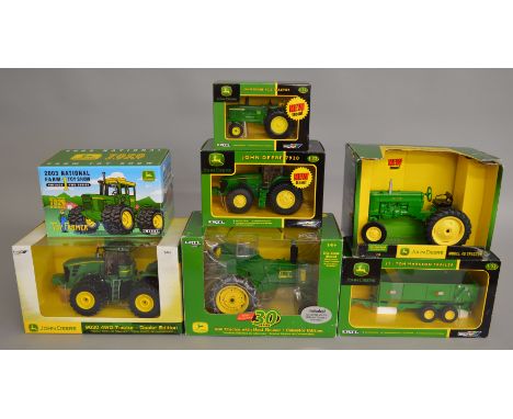 7 John Deere diecast models by Ertl Britains, 1:32 and 1:16 scale. All modls are boxed (7).