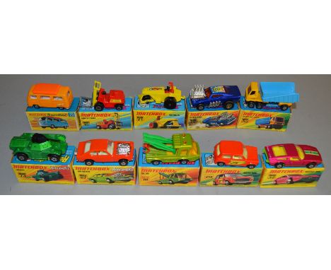 10 Matchbox Superfast diecast models including 15, 21 Rod Roller, 23 Volkswagen Camper, 29 Racing Mini, 32, 48, 50, 67, 73 We