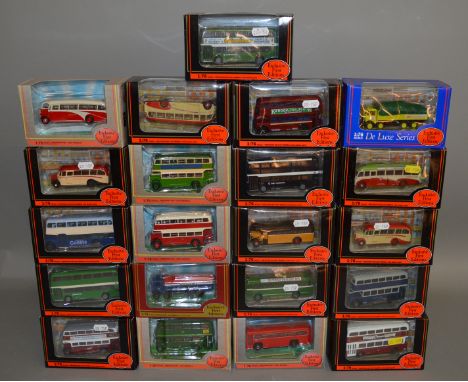 21 boxed EFE   Exclusive First Editions diecast bus, coach and lorry models in 1:76 scale. All appear G+/VG (21).