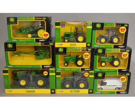 9 John Deere 1:32 scale diecast models by Ertl Britains, all models are boxed (9)