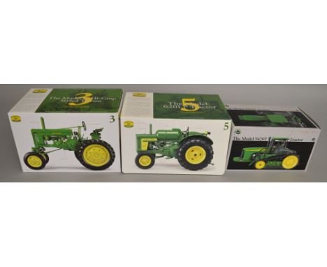 3 John Deere 1:16&nbsp; and 1:32 scale diecast models by Ertl, all are boxed (3).