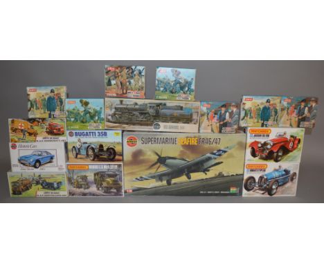 9 boxed Model Kits, including 3 by Matchbox - 'Bugatti Type 59', 'Jaguar SS/100',&nbsp; 'Morris C.8. Mk II'&nbsp; and&nbsp; 6