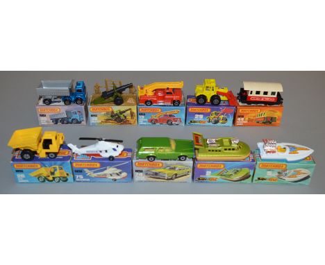 10 Matchbox Superfast diecast models including 2, 5, 13 Snorkel Fire Engine, 26, 29, 30 Artic Truck, 32 , 44, 74 Cougar Villa