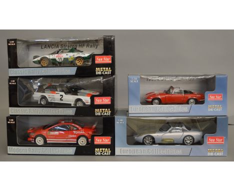 5 boxed Sun Star 1:18 scale diecast models (5).