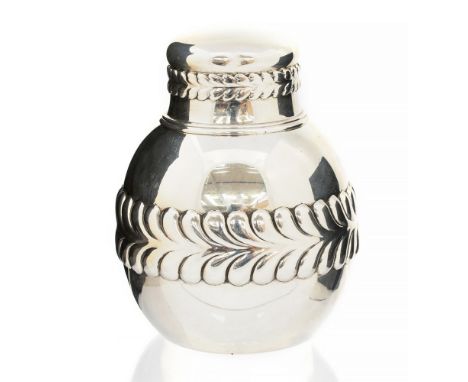 A Tiffany & Co sterling silver tea caddy and cover, of ovoid form, approximately 228g