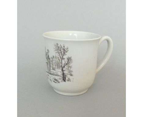 A Worcester coffee cup printed with a smoky primitive 'Fortune Teller', circa 1753, 6.5cm high, 6cm diameterProvenance: The R