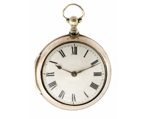 F. Jackson of Liverpool,  a George III silver pair case watch, 4.5cm white enamel Roman dial, the movement numbered 4225, dia