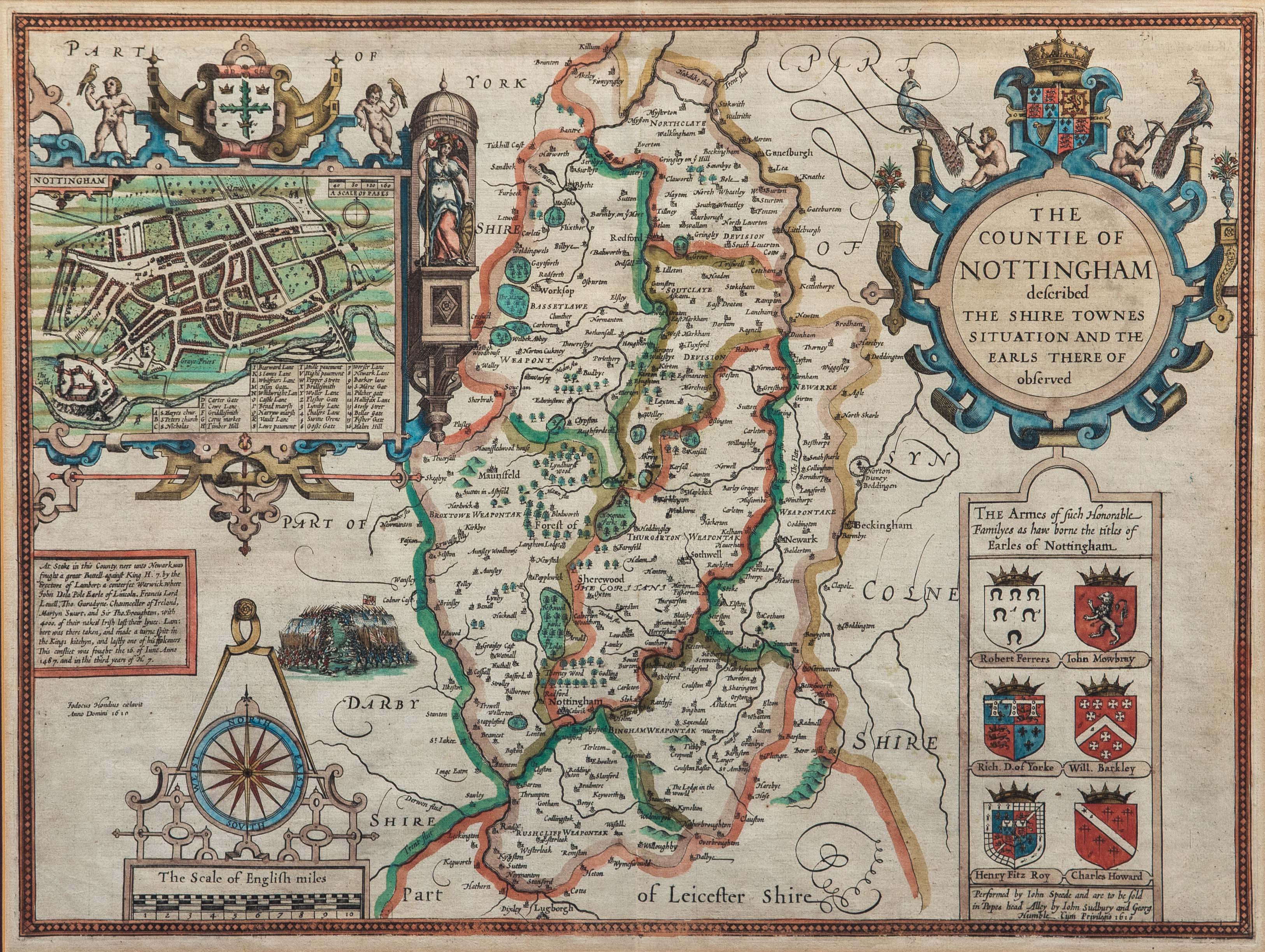 A pair of 17th-century maps of Nottingham/Nottinghamshire: John Speed ...