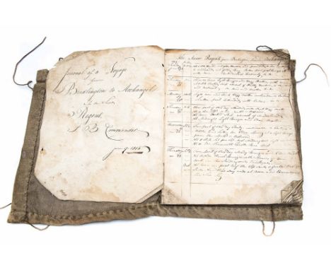 Nautical/Maritime/Travel interest: A unique Georgian British manuscript ship's log/diary by Francis Baron, Commander: 'Journa