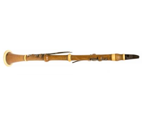 A 19th Century boxwood clarinet by D'Almaine & Co, Late Goolding & D'Almaine, Soho Square, London, ivory and brass fittings, 