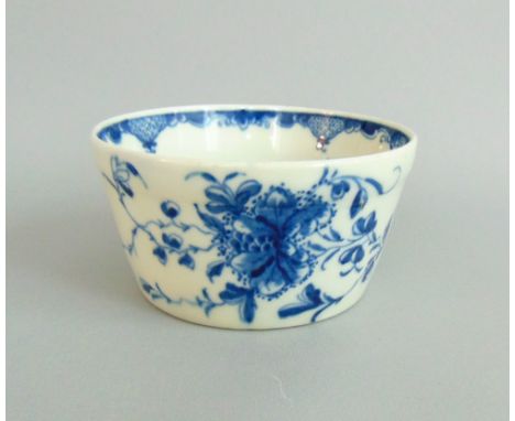 A Worcester blue and white potted meat dish, painted 'Mansfield' pattern, circa 1756-58, 11cm diameter, 6cm highProvenance: T
