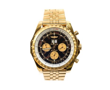 Breitling for Bentley, a rare circa 2008 gentleman's Breitling for Bentley 6.75 18kt gold limited edition wristwatch, 4.5cm c