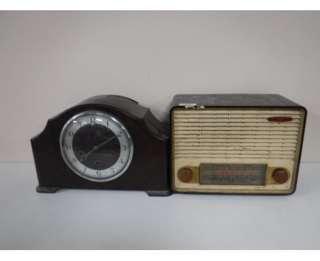 A Bakelite cased Pye valve radio, together with a Bakelite cased Smiths mantle clock 