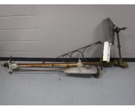 Three late 19th/early 20th century street light brackets, two with heads 