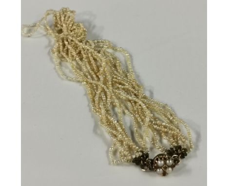 GEORGIAN SET OF PEARLS WITH DIAMOND &amp; RUBY CLASP