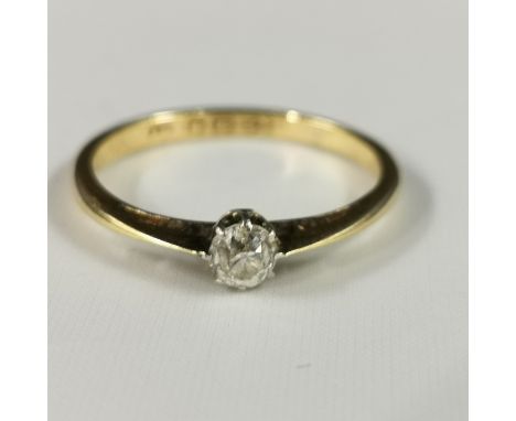 ANTIQUE 18 CARAT GOLD DIAMOND SOLITAIRE RING