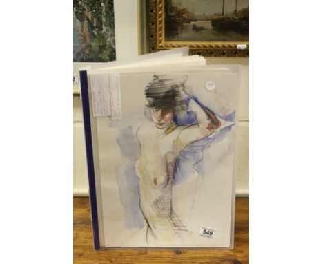 Richard O'Connell ( Penarth Artist ) Folio of Pencil and Watercolour Nude Life Studies, each approx. 41cms x 29cms (total 32 