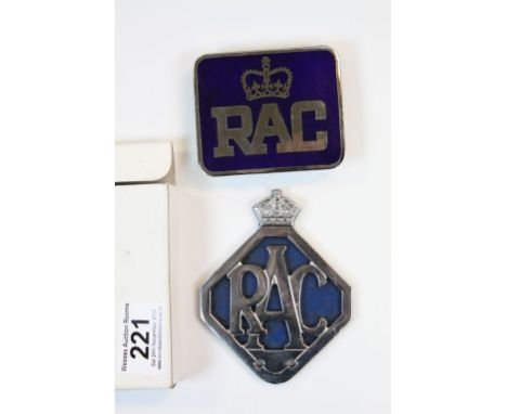 Two vintage RAC car badges